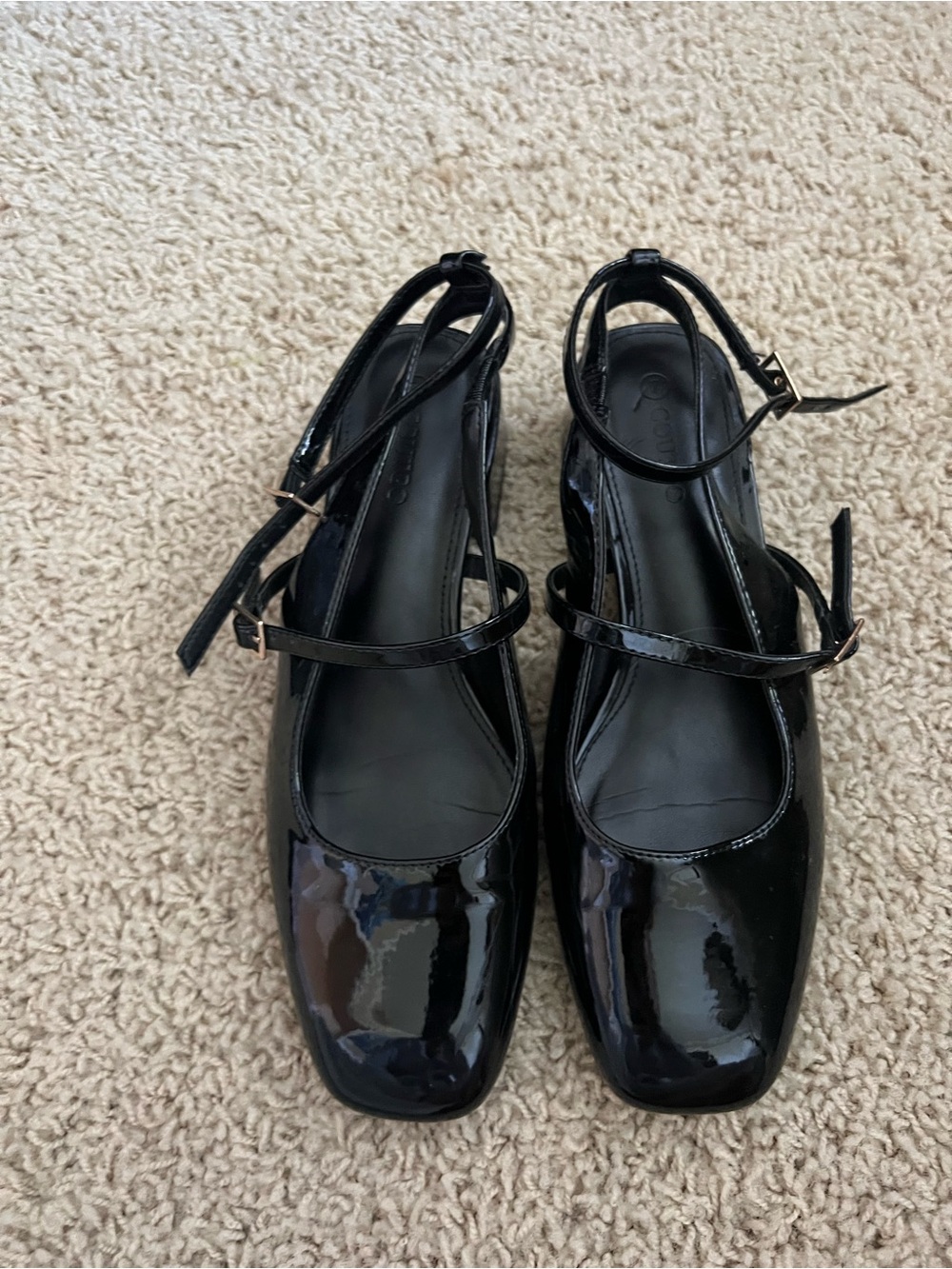 Black Patent Mary Jane Block Heel Shoes with Ankle Strap  Coutgo - Picture 3 of 9